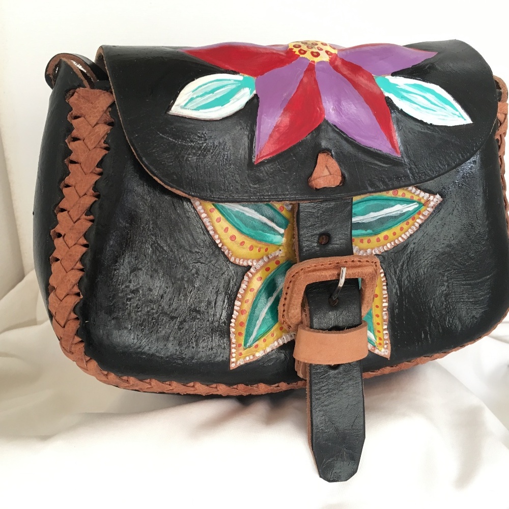 Small Hand Painted Leather Shoulder Bag